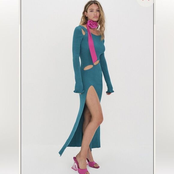 NWT For Love & Lemons Loreli Midi Dress Electric Blue Large Revolve - Picture 16 of 16